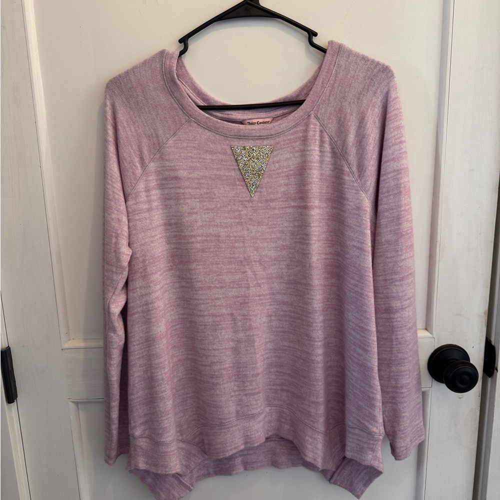 Juicy Couture Lavender Mist Knit Top with Crystal Triangle Embellishment
